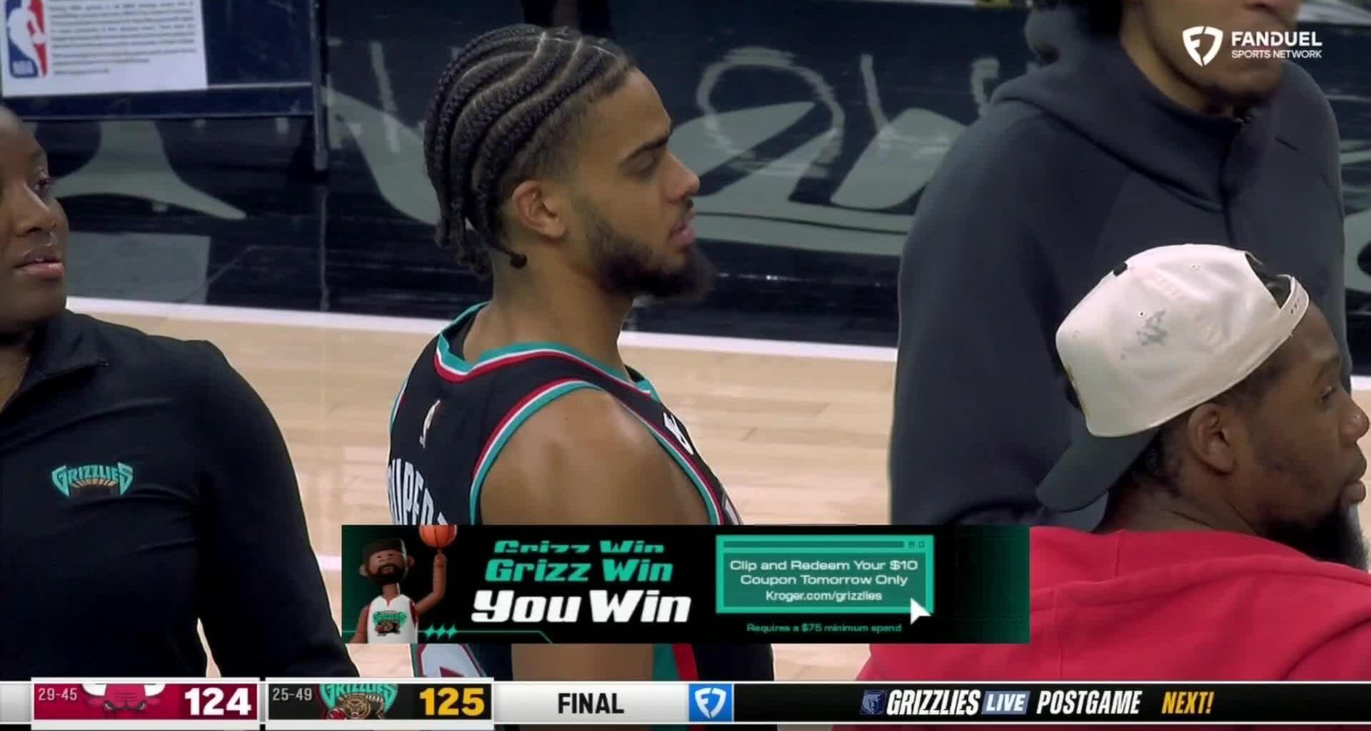 Cedic Coward scores 24 points, including key late free throws, as Grizzlies defeat Bulls 125-124