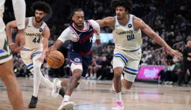 LA Clippers guard Darius Garland drives against Milwaukee Bucks centre Jericho Sims in the first half at Fiserv Forum.