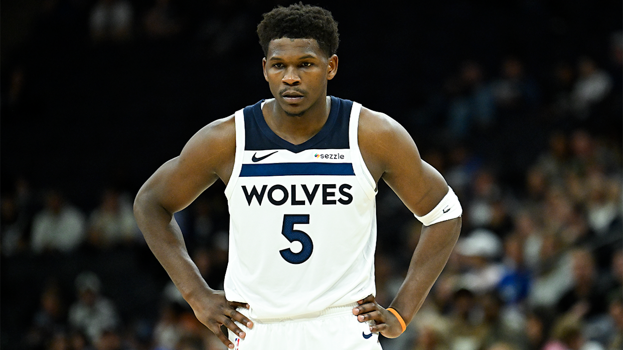 <div>Anthony Edwards #5 of the Minnesota Timberwolves looks on against the Indiana Pacers during the second quarter of the preseason game at Target Center on October 7, 2025 in Minneapolis, Minnesota.</div><strong>(Getty Images)</strong>