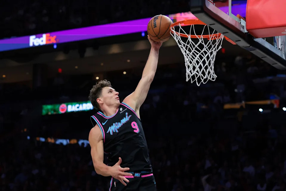 Miami Heat guard Pelle Larsson (9)Sam Navarro-Imagn Images