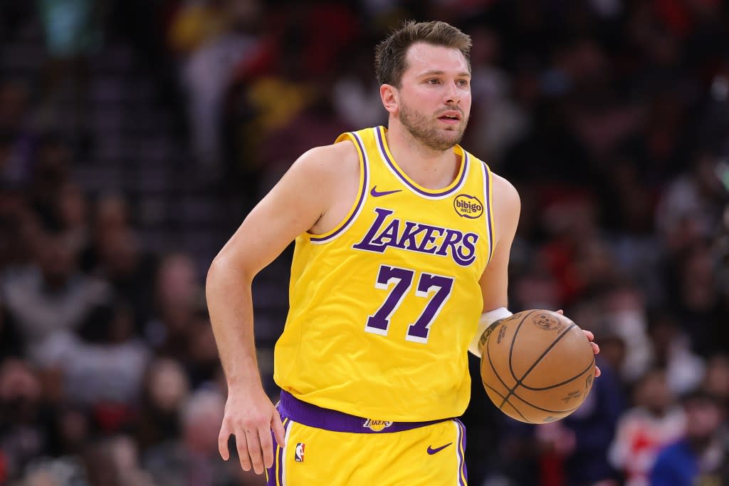 Luka Doncic has the Lakers in third place in the Western Conference standings a month before the NBA postseason begins. Getty Images