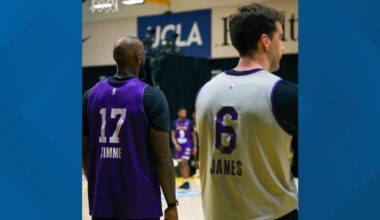 LeBron Timme? NBA legend sports former Gonzaga superstar's Los Angeles Lakers practice jersey