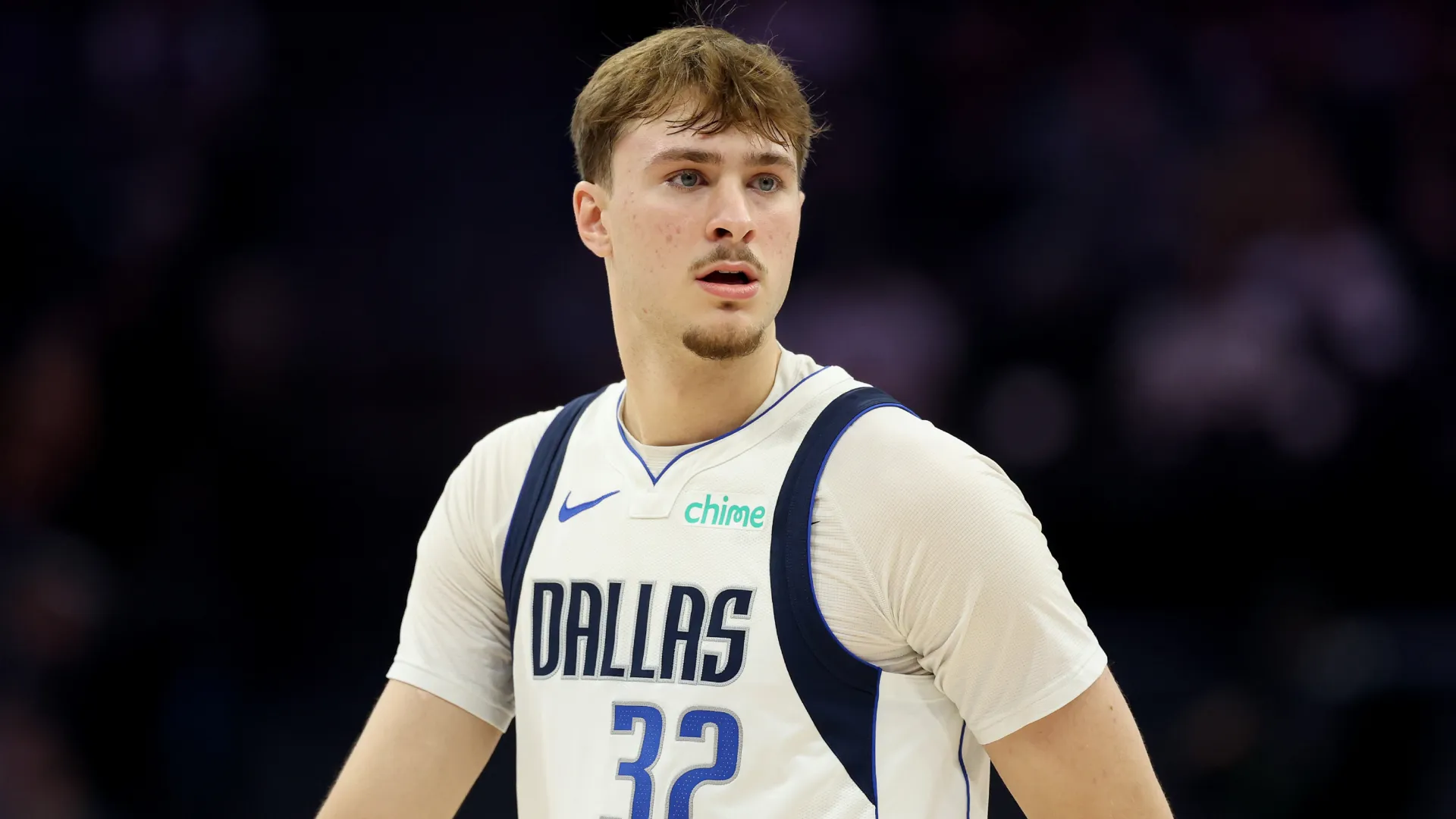 Cooper Flagg reacts during a game