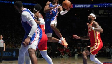 Struggling Sixers visit surging Hawks with Embiid out, Edgecombe doubtful