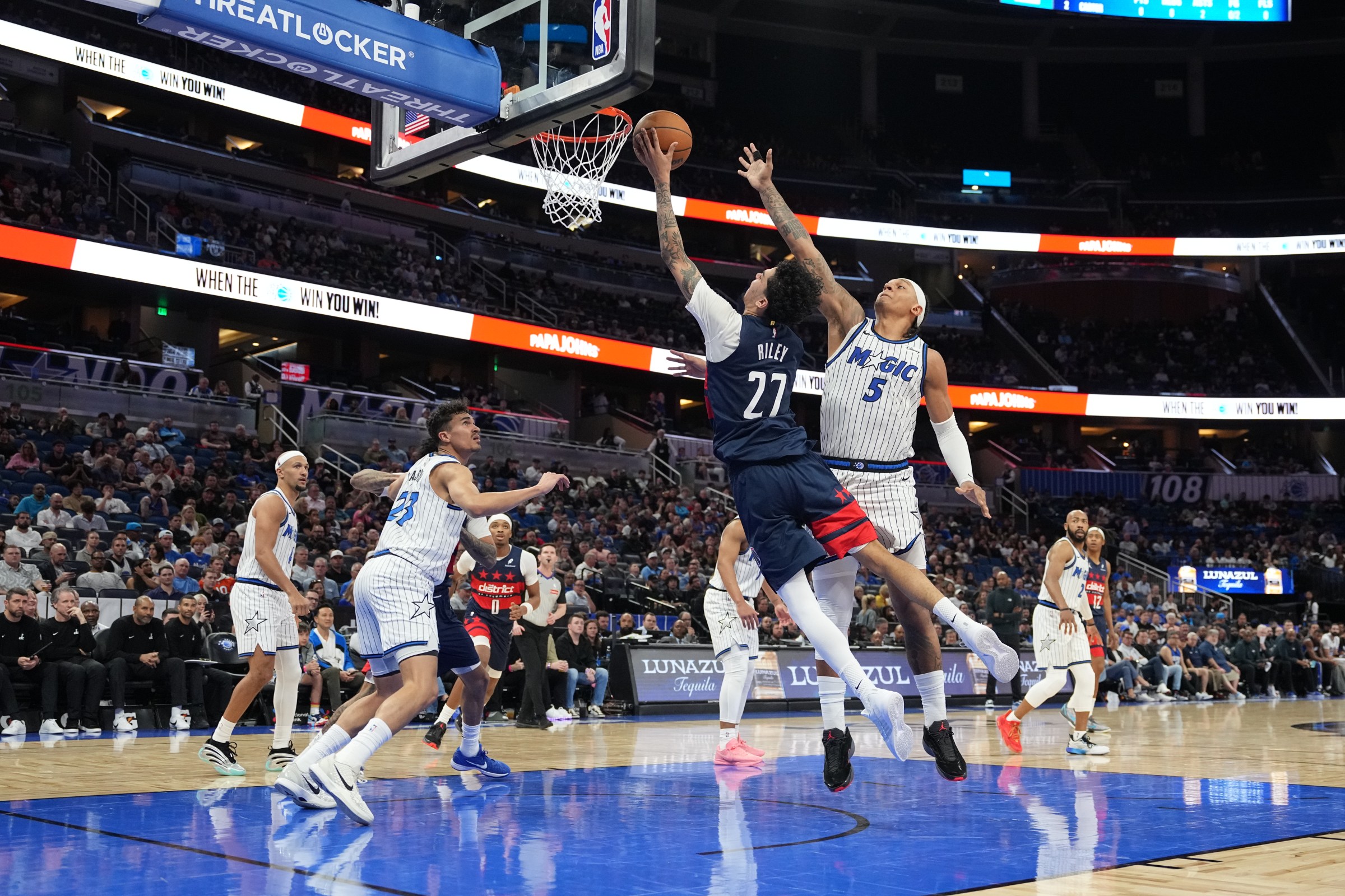 Will Riley goes for a layup in the team’s loss to the Orlando Magic.