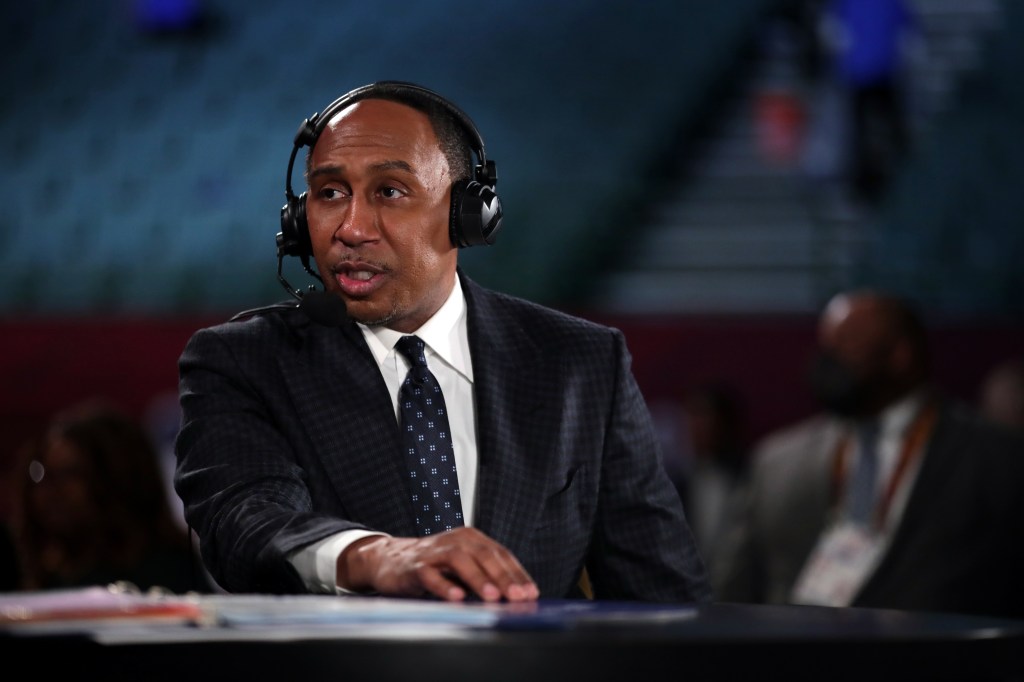 Stephen A. Smith commentating at the 2022 NBA All-Star NBA x HBCU Classic Presented by AT&T.