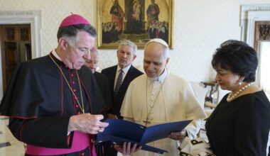 Gayle Benson, Archbishop James Checchio meet with Pope Leo XIV