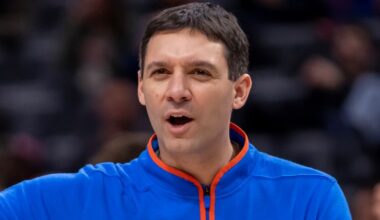 Mark Daigneault looking on