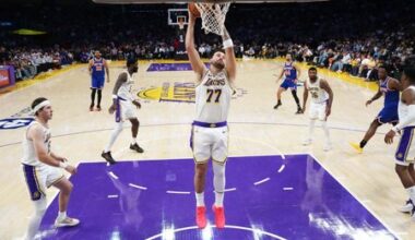 Doncic Leads Lakers Past Knicks 110-97 Despite LeBron’s Absence