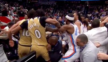 Four players ejected after wild Thunder-Wizards brawl