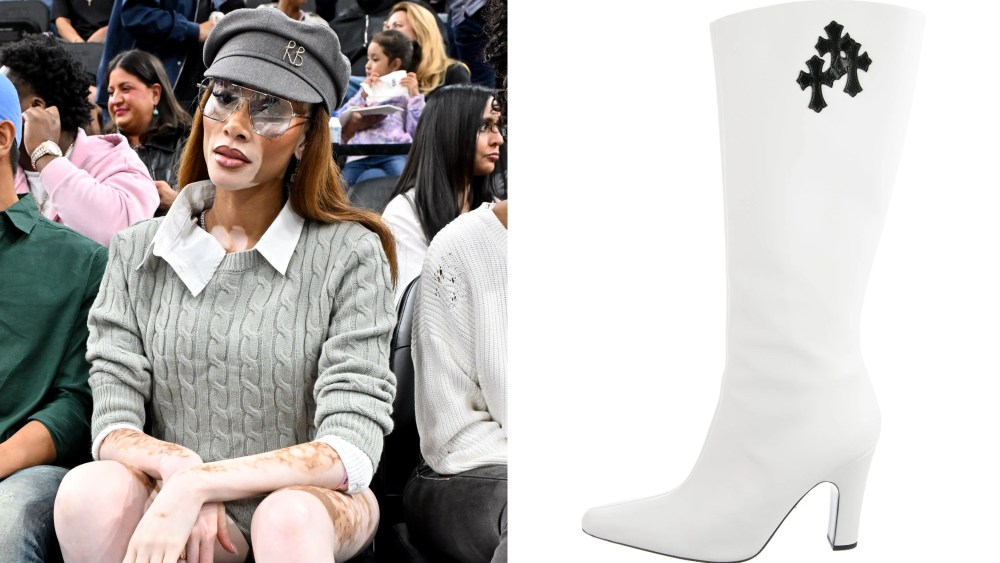 Winnie Harlow attends a basketball game between the Los Angeles Clippers and the Milwaukee Bucks at Intuit Dome on Monday in Inglewood, California.