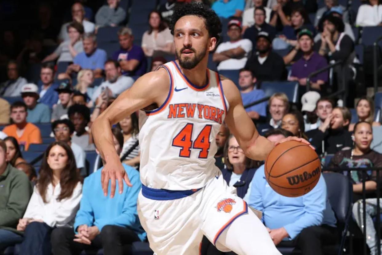 An image collage containing 1 images, Image 1 shows Landry Shamet, who scored 13 points, in the Knicks' 130-119 win over the Grizzlies on April 1, 2026 in Memphis