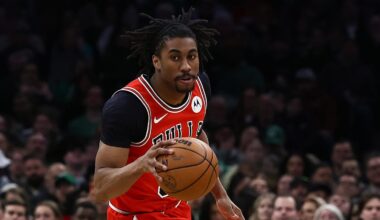 Feb 11, 2026; Boston, Massachusetts, USA; Chicago Bulls guard Jaden Ivey (31) brings the ball up the court against the Boston Celtics during the second half at TD Garden. Mandatory Credit: Winslow Townson-Imagn Images