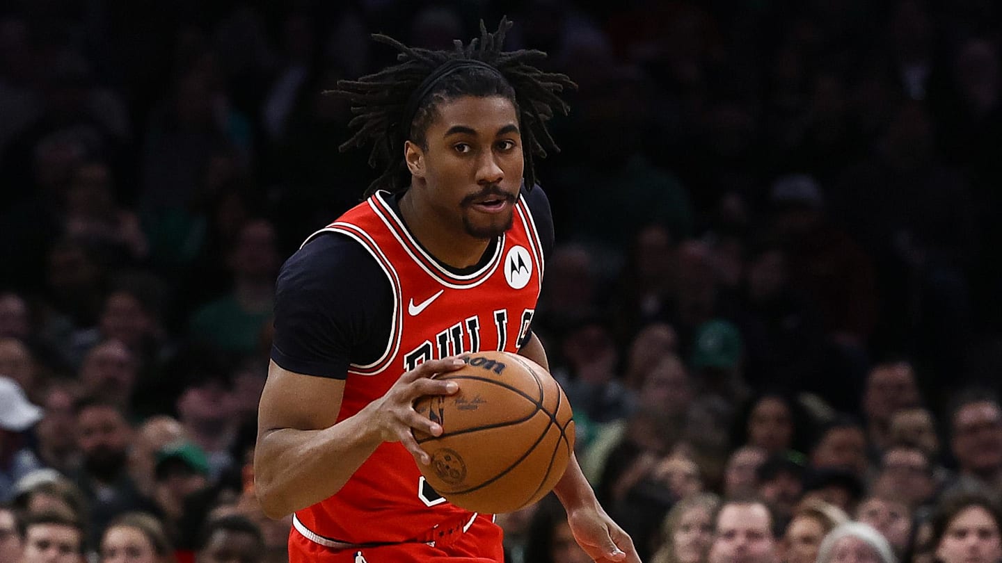 Feb 11, 2026; Boston, Massachusetts, USA; Chicago Bulls guard Jaden Ivey (31) brings the ball up the court against the Boston Celtics during the second half at TD Garden. Mandatory Credit: Winslow Townson-Imagn Images