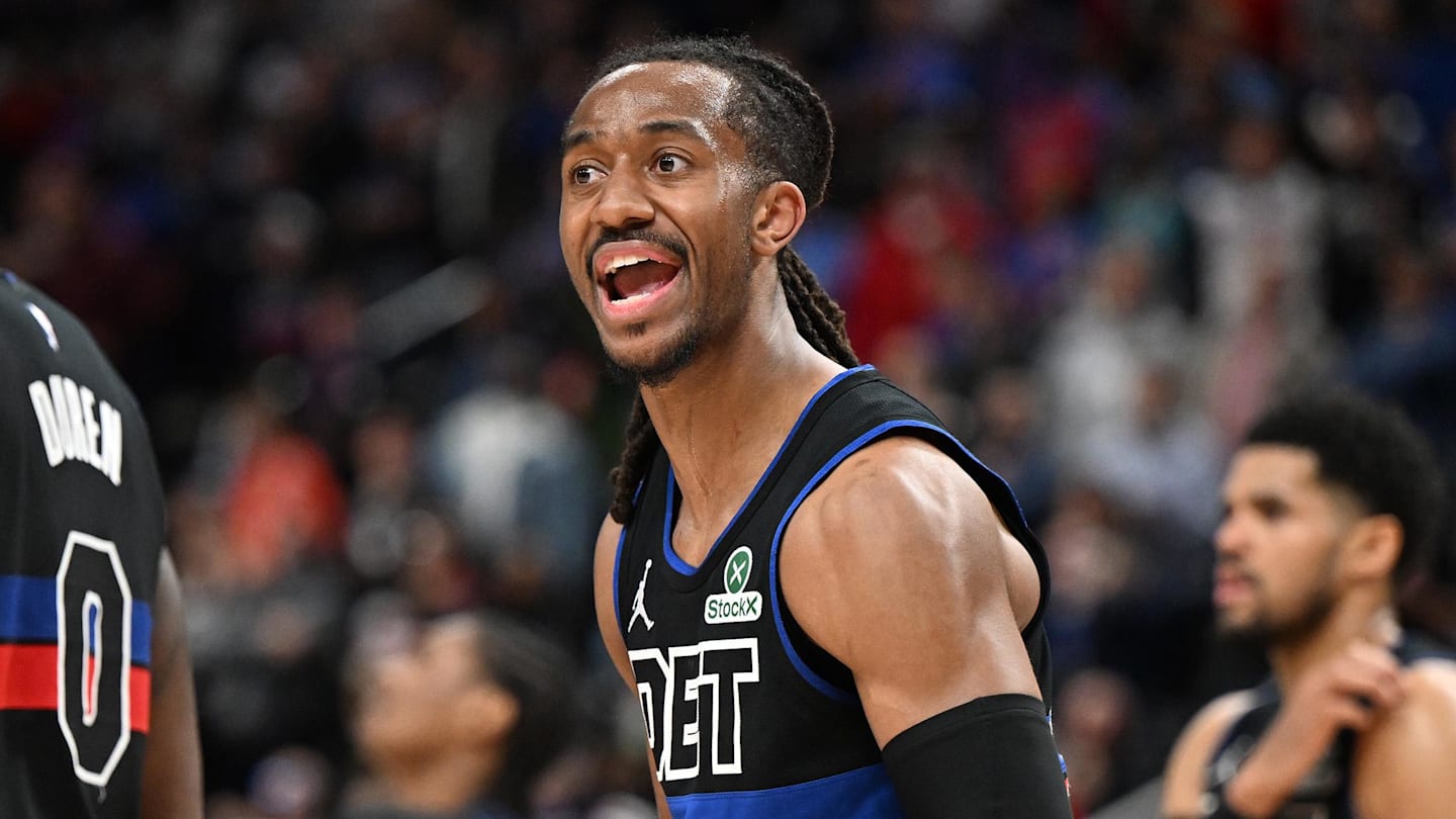 Feb 27, 2026; Detroit, Michigan, USA;  Detroit Pistons guard Daniss Jenkins (24). Mandatory Credit: Lon Horwedel-Imagn Images