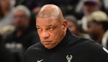 Milwaukee Bucks head coach Doc Rivers looks on in the fourth quarter against the Orlando Magic at Fiserv Forum on March 8, 2026.