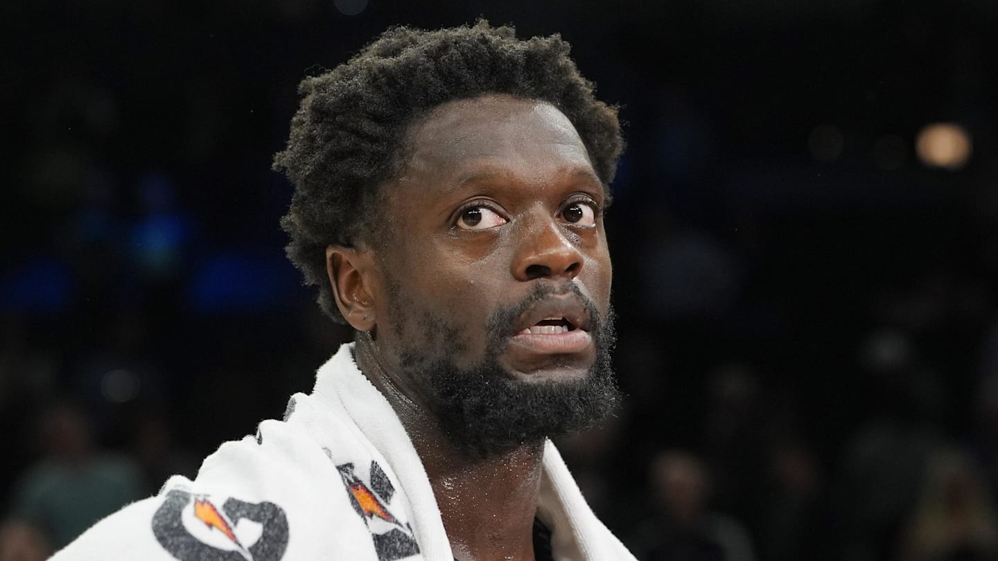 Mar 25, 2026; Minneapolis, Minnesota, USA; Minnesota Timberwolves forward Julius Randle (30) talks with a reporter after the game with the Houston Rockets at Target Center. Mandatory Credit: Bruce Kluckhohn-Imagn Images