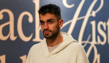 Feb 12, 2024; Salt Lake City, Utah, USA;  Utah Jazz center Omer Yurtseven (77) arrives at the Delta Center before the game against the Golden State Warriors. Mandatory Credit: Chris Nicoll-Imagn Images