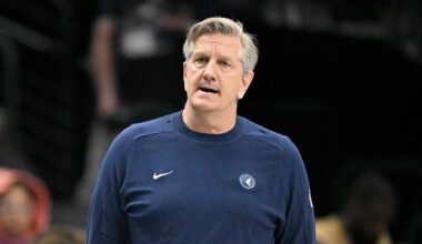 Mar 30, 2026; Dallas, Texas, USA; Minnesota Timberwolves head coach Chris Finch looks on during the second quarter against the Dallas Mavericks at the American Airlines Center. Mandatory Credit: Jerome Miron-Imagn Images