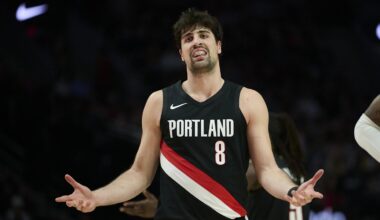 Mar 27, 2026; Portland, Oregon, USA; Portland Trail Blazers forward Deni Avdija (8). Mandatory Credit: Troy Wayrynen-Imagn Images