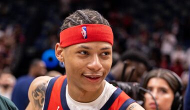Apr 7, 2026; New Orleans, Louisiana, USA; New Orleans Pelicans guard Jeremiah Fears (0) walks off the court after the win against the Utah Jazz at Smoothie King Center. Mandatory Credit: Stephen Lew-Imagn Images