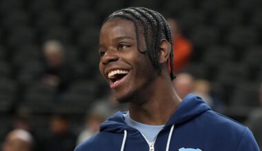 North Carolina Tar Heels forward Caleb Wilson (8) during a practice session ahead of the first round of the men's 2026 NCAA Tournament at Bon Secours Wellness Arena.
