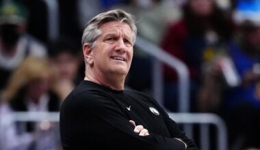 Dec 25, 2025; Denver, Colorado, USA; Minnesota Timberwolves head coach Chris Finch reacts against the Denver Nuggets during the first half at Ball Arena. Mandatory Credit: Ron Chenoy-Imagn Images