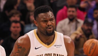 New Orleans Pelicans forward Zion Williamson (1) reacts after a basket against the Sacramento Kings during the second quarter at Golden 1 Center, Feb 8, 2025.