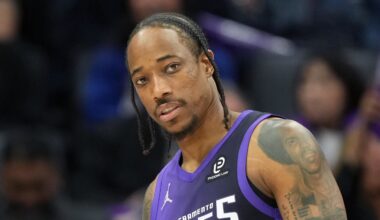 Apr 3, 2026; Sacramento, California, USA; Sacramento Kings guard DeMar DeRozan (10) during the third quarter against the New Orleans Pelicans at Golden 1 Center. Mandatory Credit: Darren Yamashita-Imagn Images