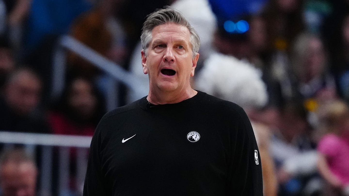 Mar 1, 2026; Denver, Colorado, USA; Minnesota Timberwolves head coach Chris Finch during the second quarter against the Denver Nuggets at Ball Arena. Mandatory Credit: Ron Chenoy-Imagn Images