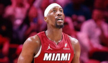 Miami Heat center Bam Adebayo (13) walks back to the bench (Mandatory Credit: Rhona Wise-Imagn Images)