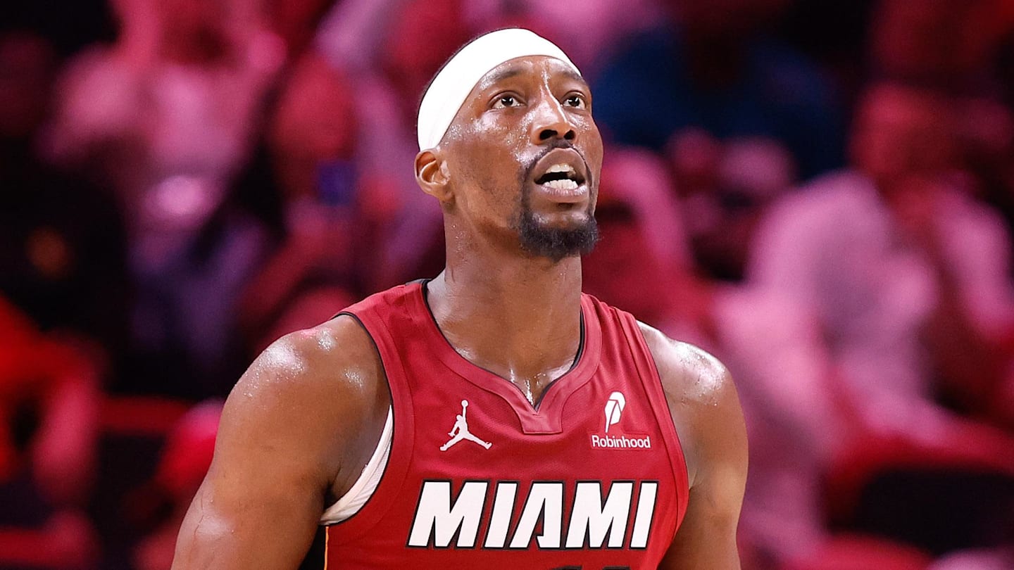 Miami Heat center Bam Adebayo (13) walks back to the bench (Mandatory Credit: Rhona Wise-Imagn Images)