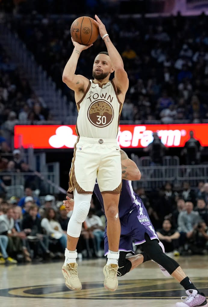 Steph Curry, Kristaps Porzingis and Al Horford set to share the floor for the first time Friday. Getty Images