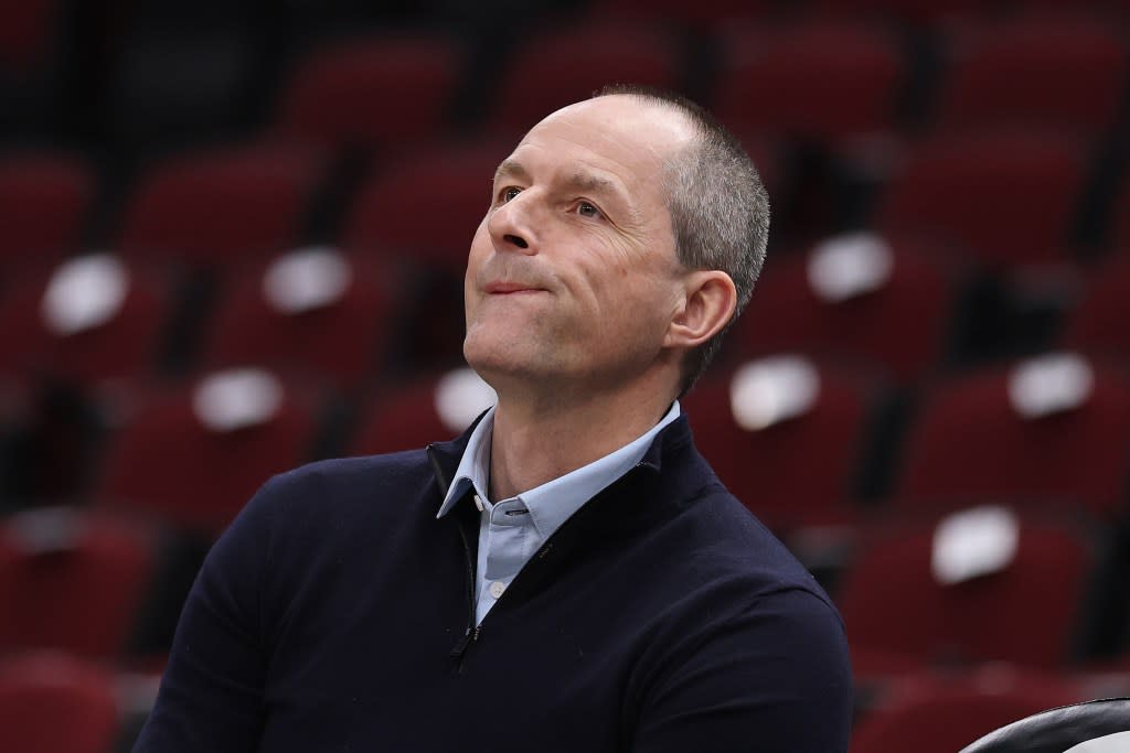 Executive Vice-President of Basketball Operations Arturas Karnisovas of the Chicago Bulls looks on prior to the game against the Los Angeles Lakers at the United Center on March 27, 2025 in Chicago, Illinois Getty Images