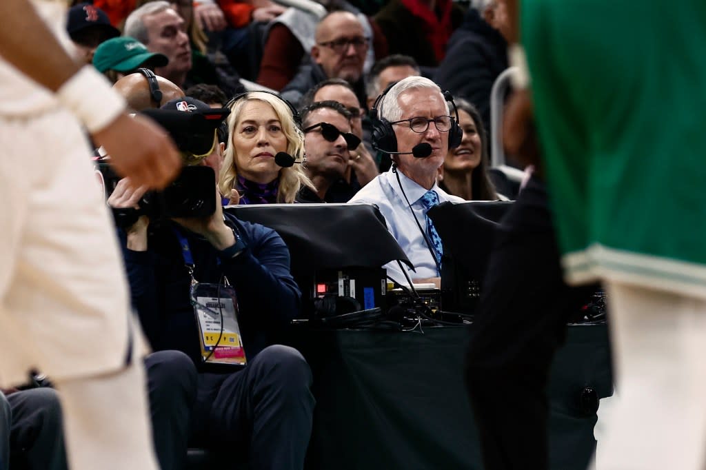 ESPN/ABC basketball announcers Doris Burke and Mike Breen during the second quarter of the game between the Boston Celtics and the Denver Nuggets at TD Garden on March 2, 2025. Getty Images