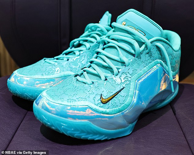 This year, James released a pair of sneakers to 'honor' Martin Luther King - using the teal coloring of the Lorraine Motel in Memphis where King was shot and killed in 1968