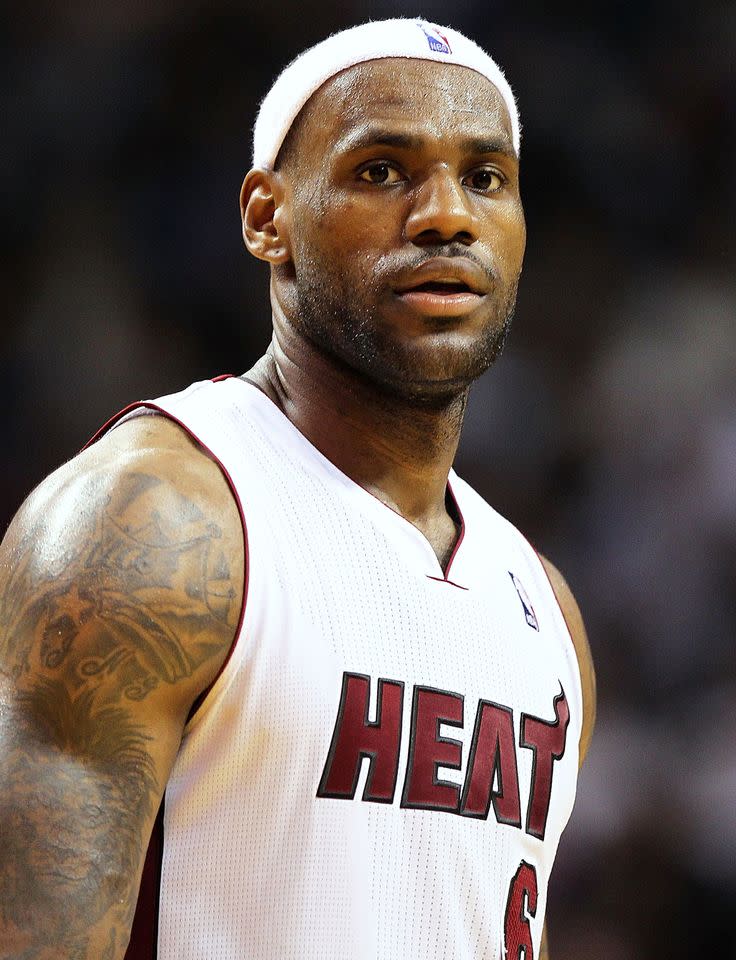 Throwback photo of LeBron James on the Miami Heat.Credit: Mike Ehrmann/Getty