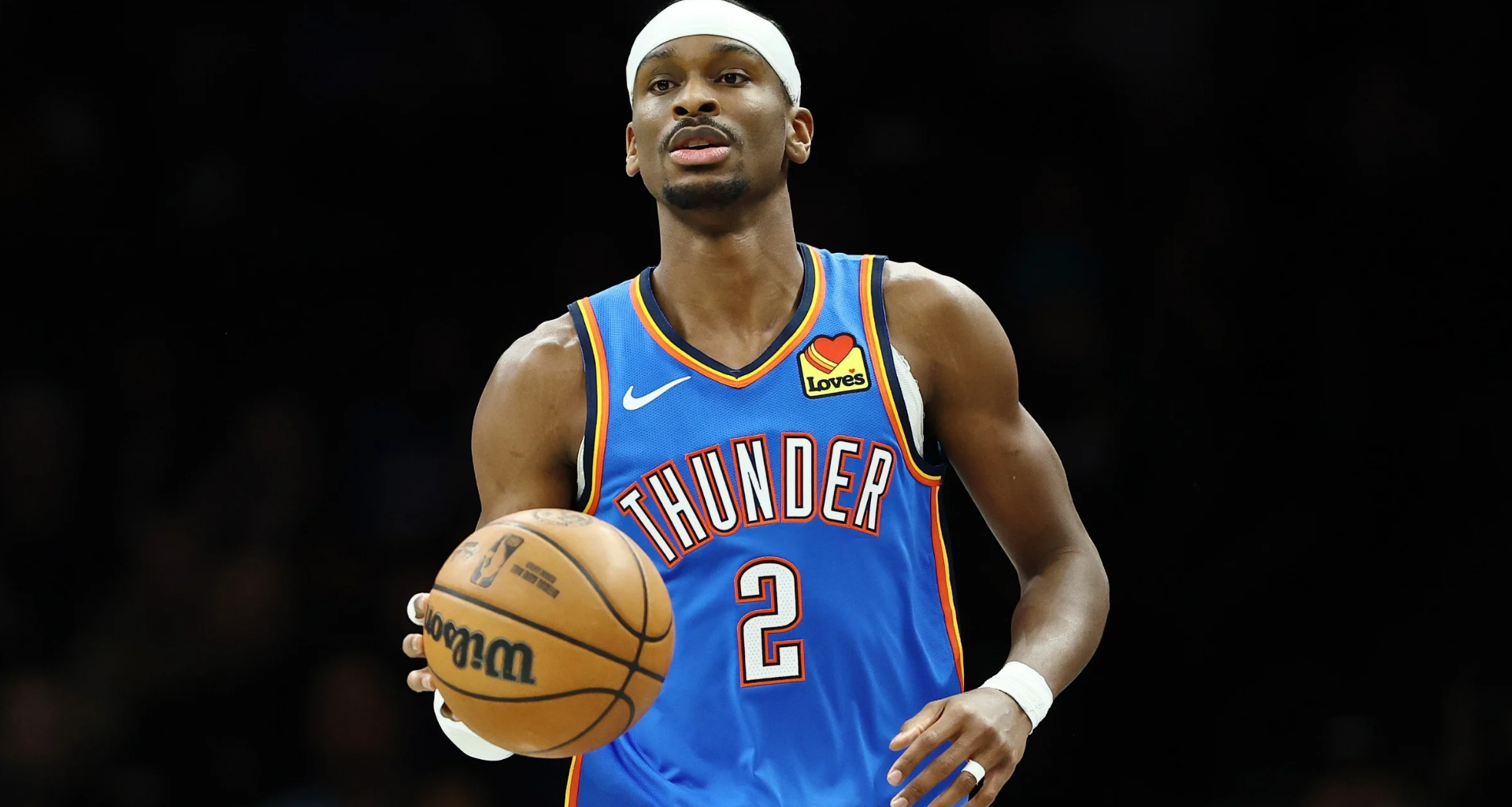 Shai Gilgeous-Alexander driving to the basket during Thunder game as his MVP case strengthens late in the 2026 NBA season