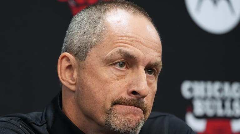 Chicago Bulls Executive Vice President, Basketball Operations Arturas Karnisovas speaks...