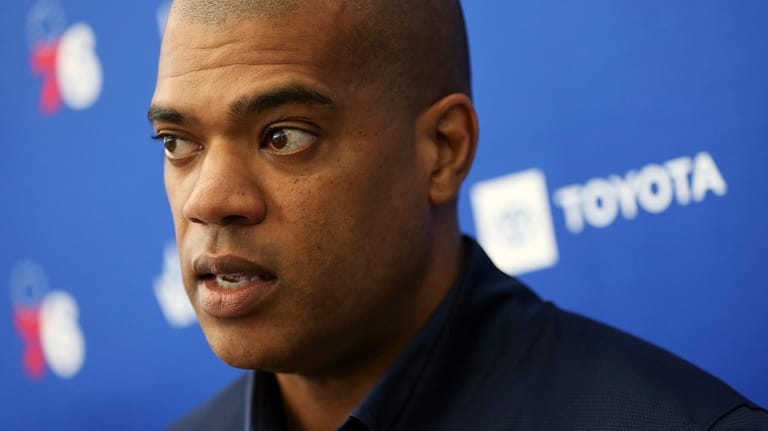 Philadelphia 76ers NBA basketball team executive Marc Eversley speaks during...