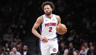 Mar 10, 2026; Brooklyn, New York, USA; Detroit Pistons guard Cade Cunningham (2) at Barclays Center.