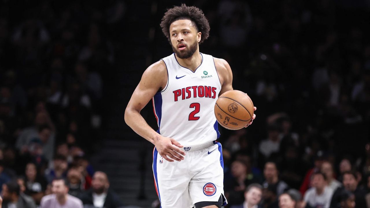 Mar 10, 2026; Brooklyn, New York, USA; Detroit Pistons guard Cade Cunningham (2) at Barclays Center.