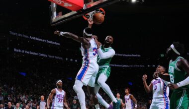 Jaylen Brown emphatically dunks on Adem Bona in 76ers-Celtics