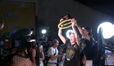Large crowd of fans welcome Bruins back to UCLA campus after NCAA women's basketball national championship win