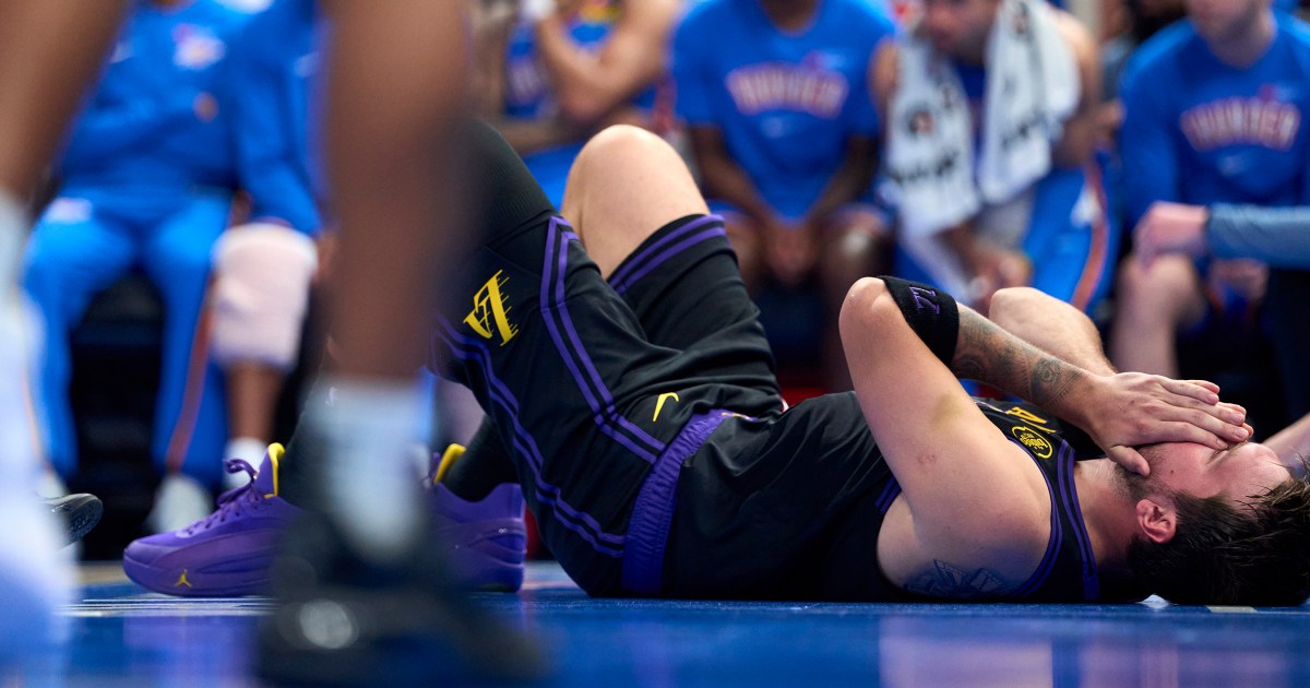 Lakers' Luka Doncic hurts left hamstring in a blowout loss to Thunder with MRI set for Friday