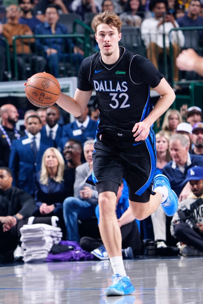 Flagg went for 45 points, nine assists and eight rebounds against the Lakers. NBAE via Getty Images