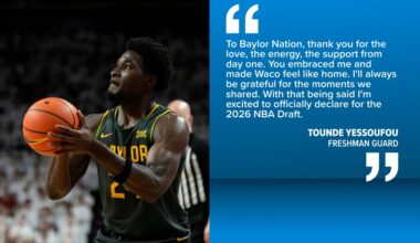 Baylor's Tounde Yessoufou declares for 2026 NBA Draft