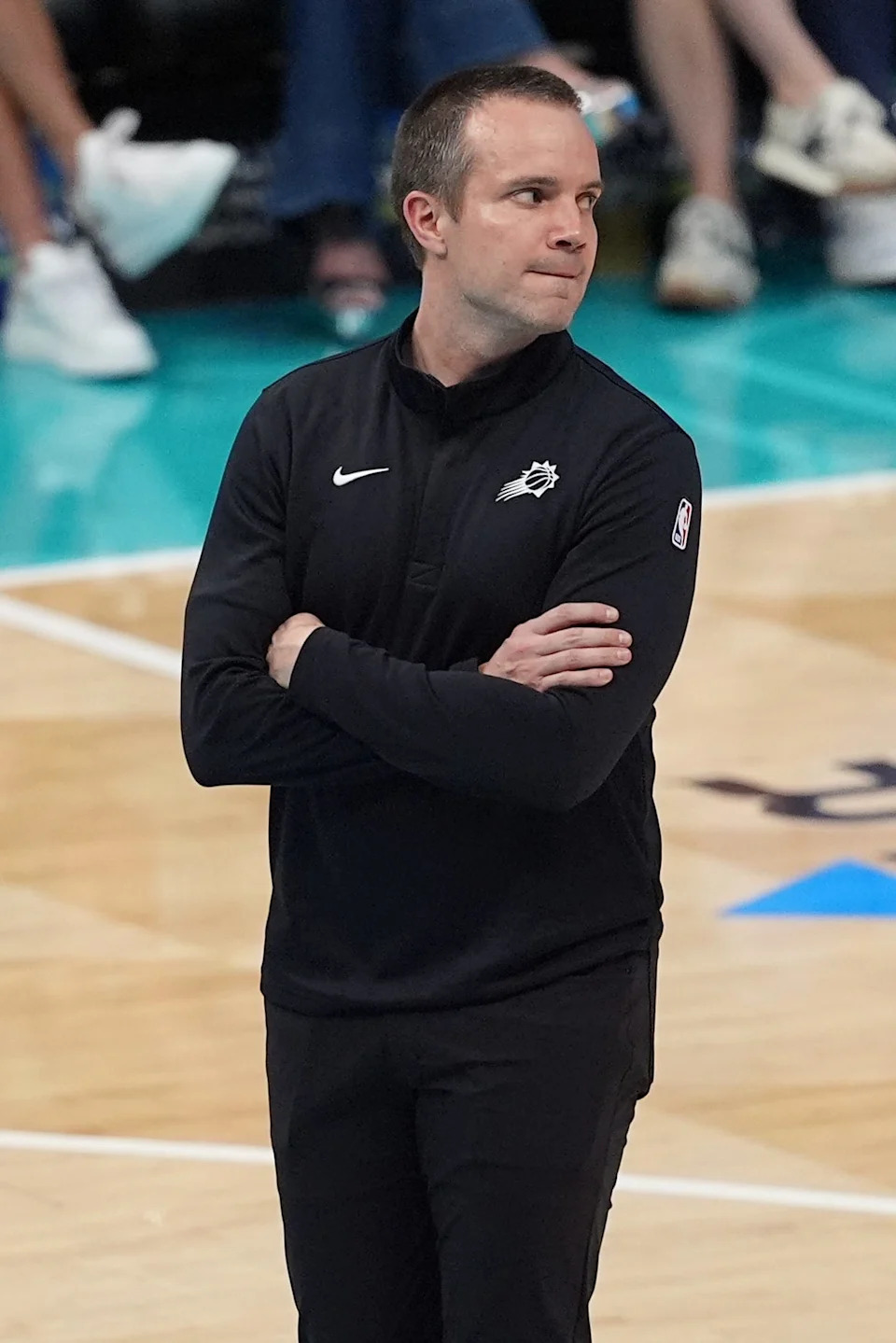 Phoenix Suns Head Coach Jordan Ott during the second half against the Charlotte Hornets at Spectrum Center in Charlotte, on April 2, 2026.