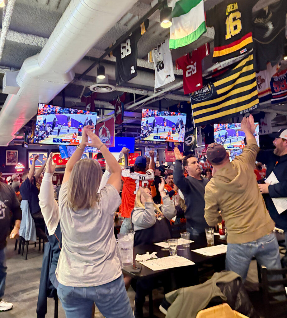 Fans take in a Denver Broncos playoff game at Bender's in Westminster in January 2026. (Kit Kennedy)