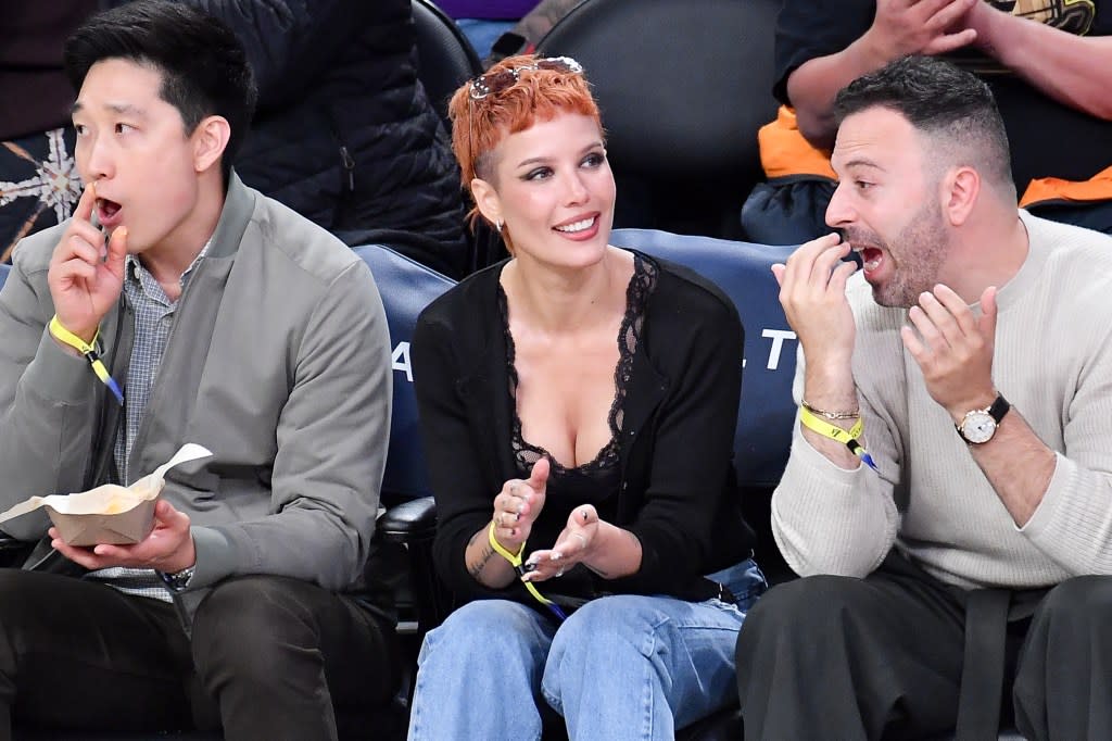 Halsey attends a basketball game between the Los Angeles Lakers and the Cleveland Cavaliers at Crypto.com Arena on March 31, 2026 in Los Angeles, California. (Credit: Getty Images) Getty Images